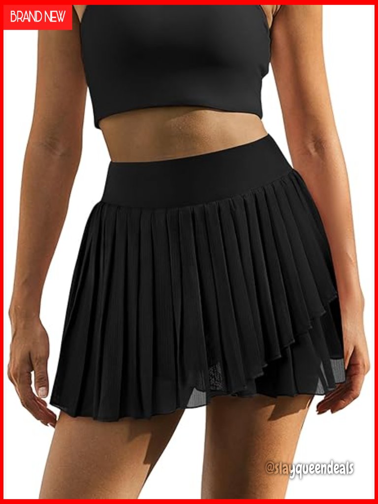 High Waisted Pleated Skort With Pocket For Athletic Tennis Golf Active Wear